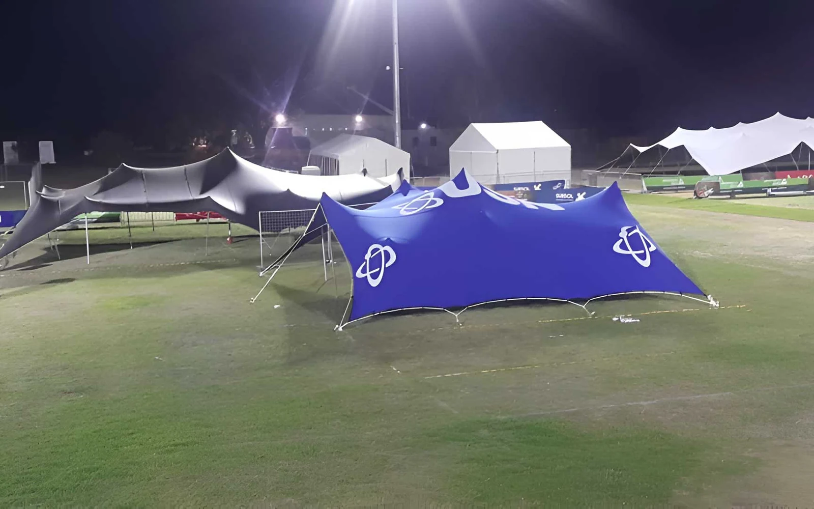 Branded stretch tent at a night activation