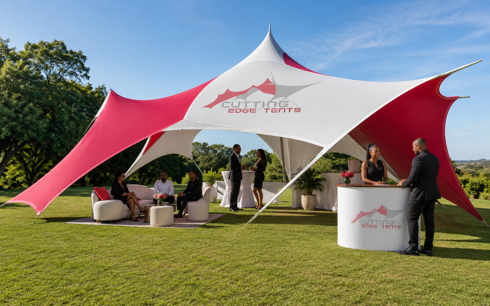 Branded stretch tent at a venue