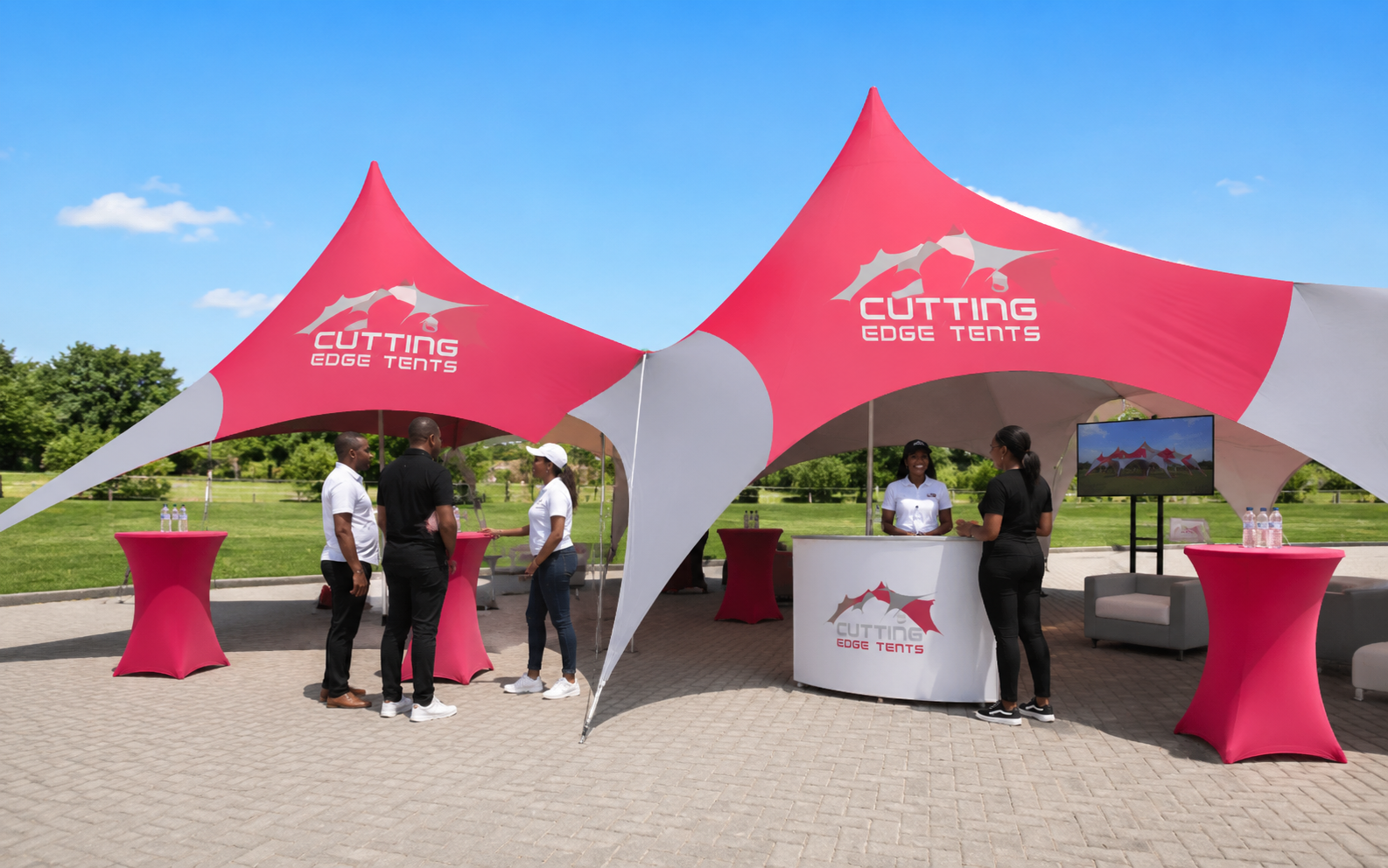 Large arch stretch tent over an event stage