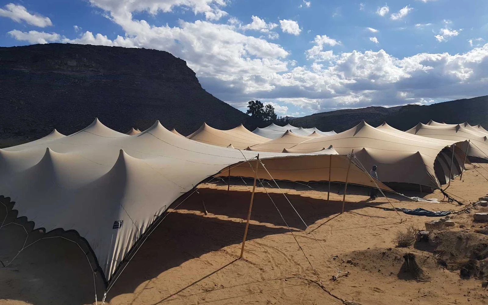 Stretch tent at a desert camp