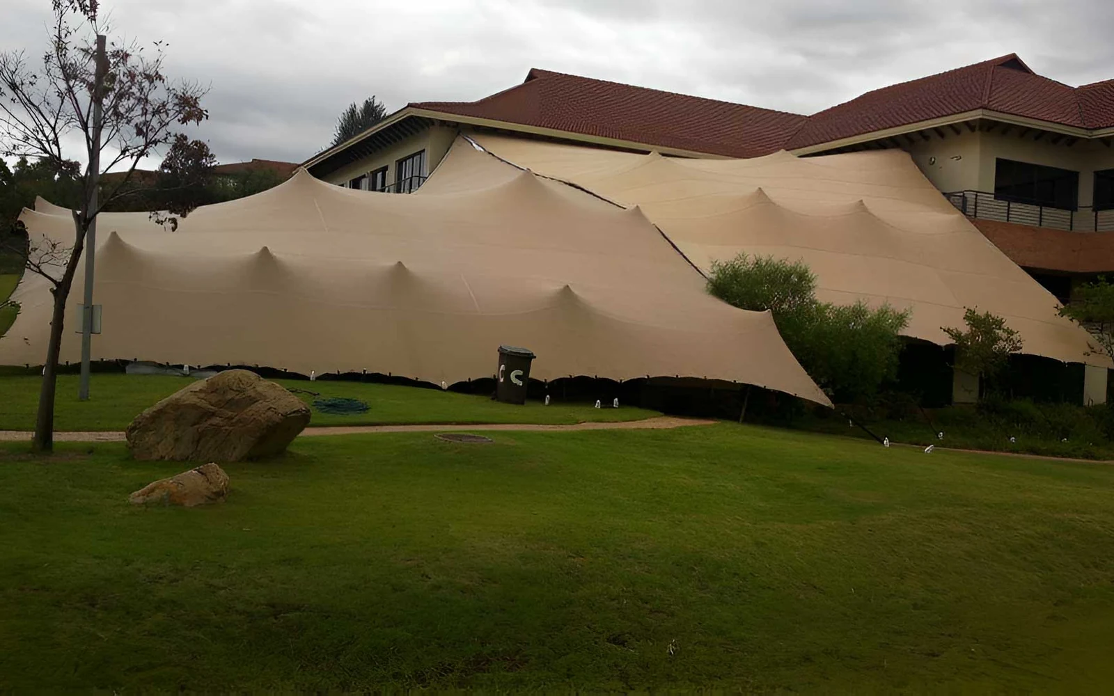 Stretch tents for sale installed at a property