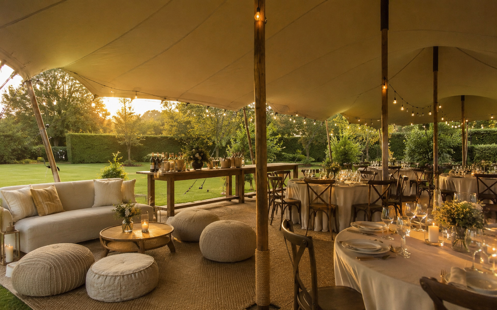 Beige stretch tent at a private event