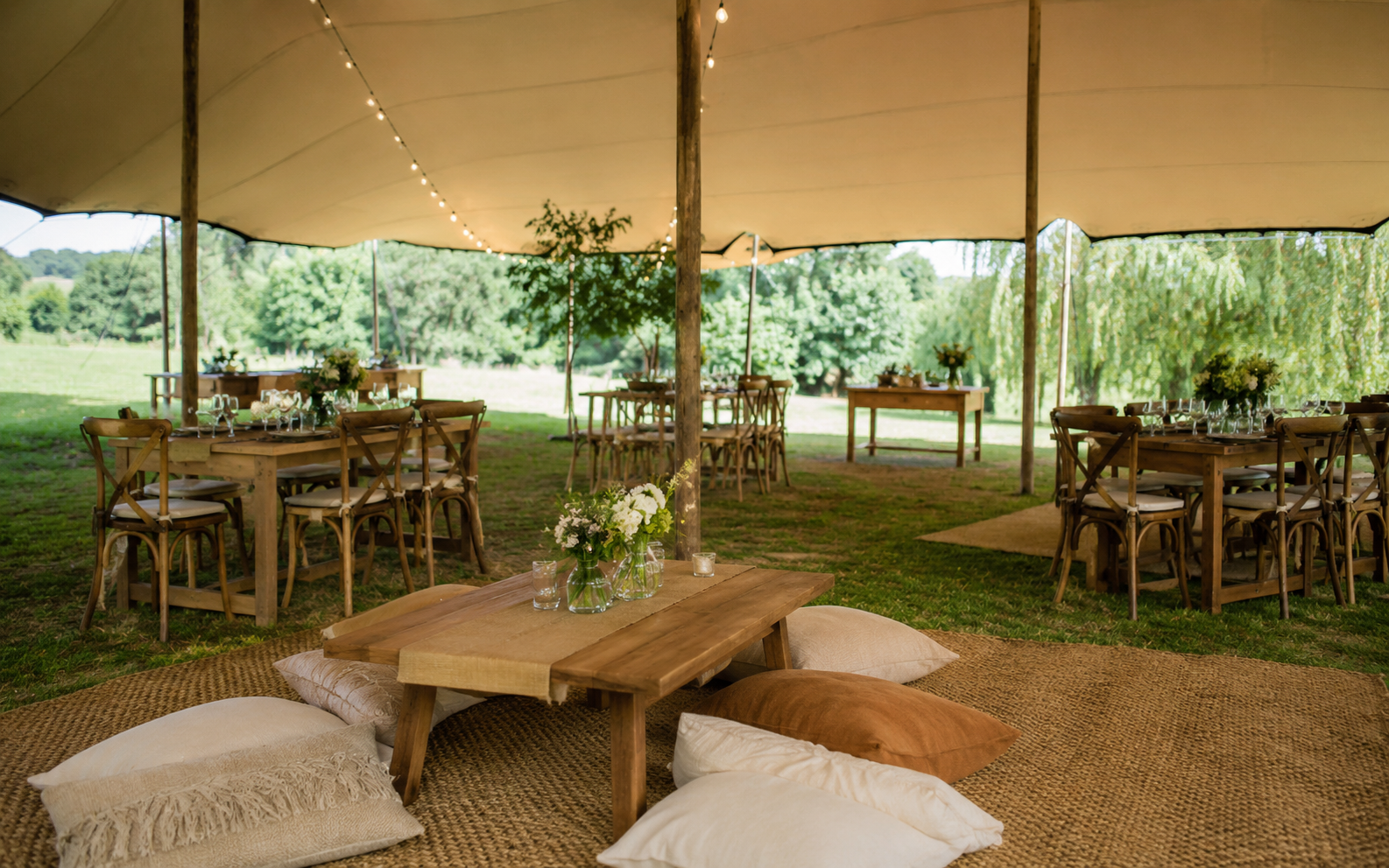 Private event stretch tent styling